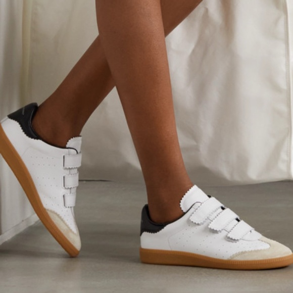 Isabel Marant Beth Suede-Trimmed Leather Sneakers - Picture 1 of 6